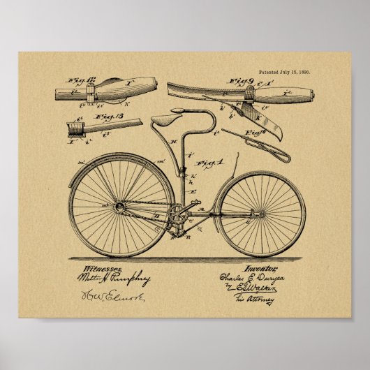 1890 Vintage Radbremse Design Patent Art Print Poster (Vorne)