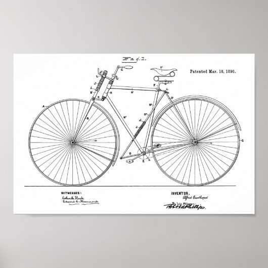 1890 Vintager Frühjahrsrahmen Fahrrad-Patent Art P Poster (Vorne)