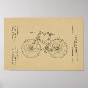 1890 Vintages Fahrrad Velocipede Patent Art Printw Poster