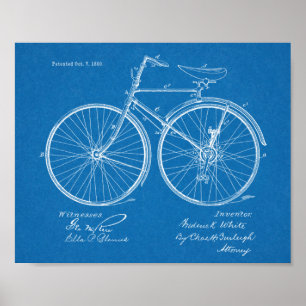 1890 Vintages Fahrraddesign Patent Art Print Poster