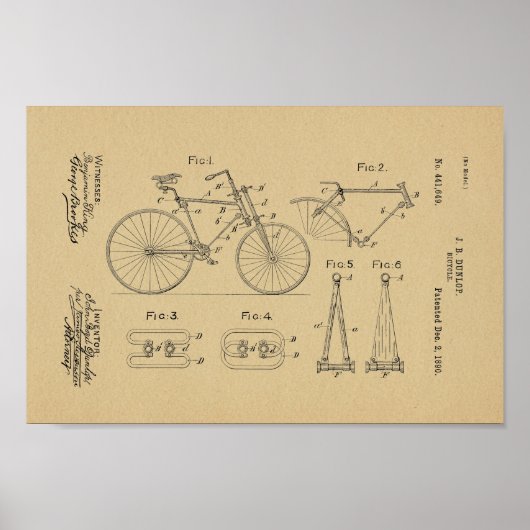 1890 Vintages Fahrradpatent Art Printwerbung Poster (Vorne)