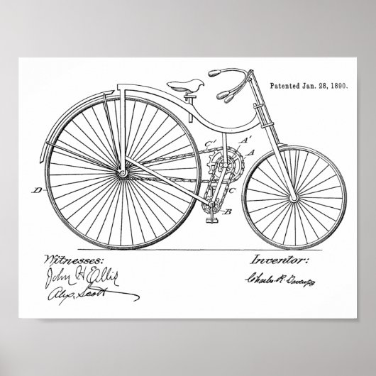 1890 Vintages Fahrradpatent Art Printwerbung Poster (Vorne)