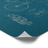 1890 Vintages Fahrradpatent Print Blueprint Poster (Ecke)