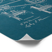 1890 Vintages Fahrradpatent Print Blueprint Poster (Ecke)