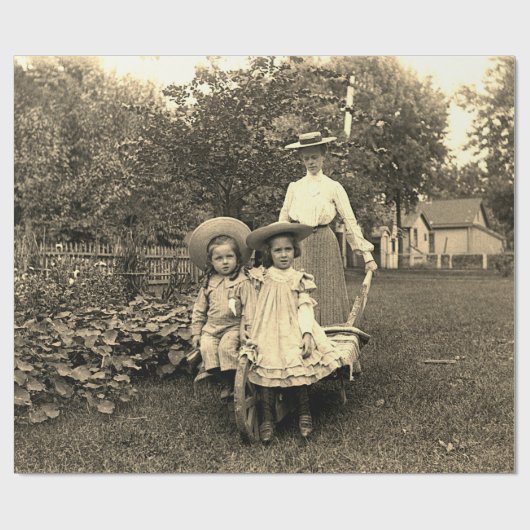 1890er Foto Heirloom Garden Mutter Töghters Mädche Geschenkpapier (Flach)