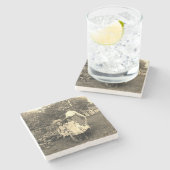 1890er Foto Heirloom Garden Mutter Töghters Mädche Steinuntersetzer (Seitenansicht)