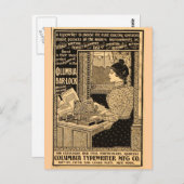 1890er-Sekretärin bei der Schreibmaschine Postkarte (Vorne/Hinten)