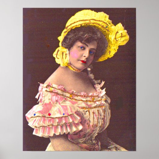 1890s woman in frilly zieht Print Poster (Vorne)