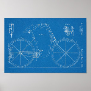 1891 Bicycle Patent Art Zeichnend Print Poster