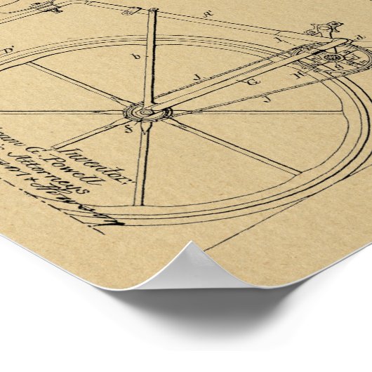 1891 Bicycle Patent Art Zeichnend Print Poster (Ecke)