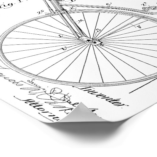 1891 Bicycle Patent Art Zeichnend Print Poster (Ecke)