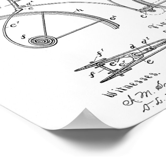 1891 Bicycle Spring Rahmen Design Patent Art Print Poster (Ecke)