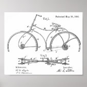 1891 Bicycle Spring Rahmen Design Patent Art Print Poster (Vorne)