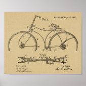 1891 Bicycle Spring Rahmen Design Patent Art Print Poster (Vorne)