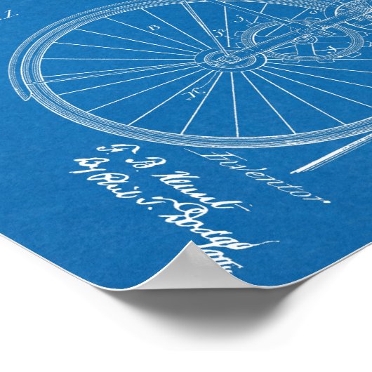 1891 Chainless Bicycle Design Patent Art Print Poster (Ecke)