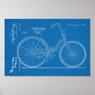 1891 Chainless Bicycle Design Patent Art Print Poster