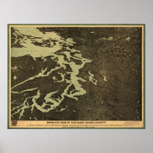 1891 Map of Puget Sound - Washington, British Col. Poster