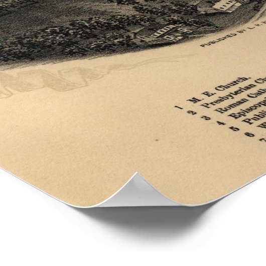 1891 Marlborough, New Birds Eye Panoramablick Kart Poster (Ecke)