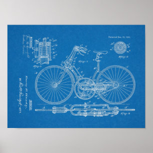 1891 Vintage Fahrradgetriebe Design Patent Kunst D Poster