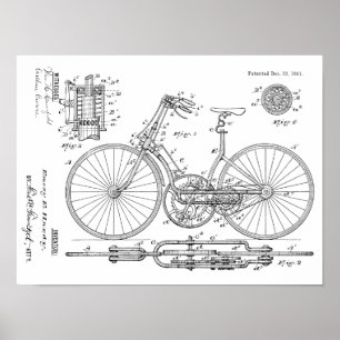 1891 Vintages Fahrradgetriebe Design Patentschrift Poster