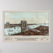 1892 Currier & Ives Brooklyn Bridge Lithograph Poster (Vorne)