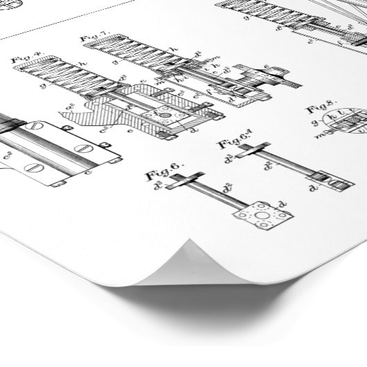 1892 Fahrradaufhängung Design Patent Art Print Poster (Ecke)