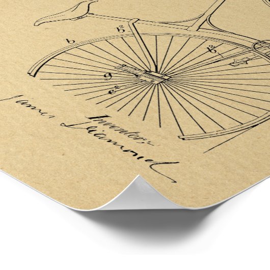 1892 Fahrradaufhängung Design Patent Art Print Poster (Ecke)