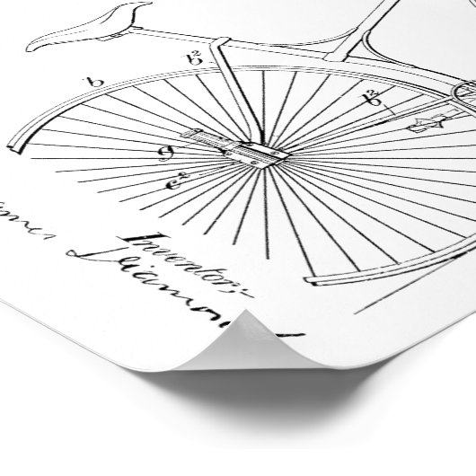1892 Fahrradaufhängung Design Patent Art Print Poster (Ecke)