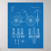 1892 Fahrradaufhängung Design Patent Art Print Poster (Vorne)
