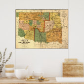 1892 Karte der Gebiete Indiens und Oklahoma Poster (Küche)