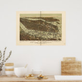 1892 New York & Brooklyn Birds Eye Panorama Karte Poster (Küche)