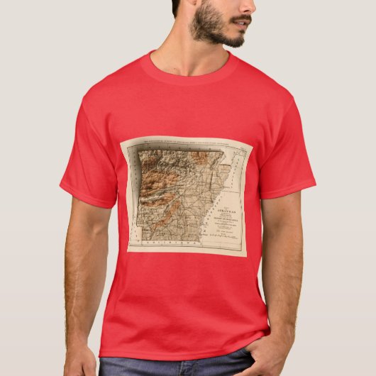 1892 Relief Map of Arkansas 3D digitallyrendered O T-Shirt (Vorderseite)