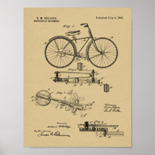 1893 Chainless Bicycle Design Patent Art Print Poster