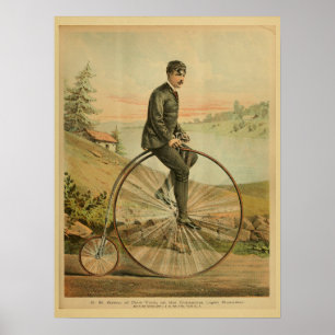 1893 Fahrrad-Hochrad-Penny-Farthing-Kunstprint Poster