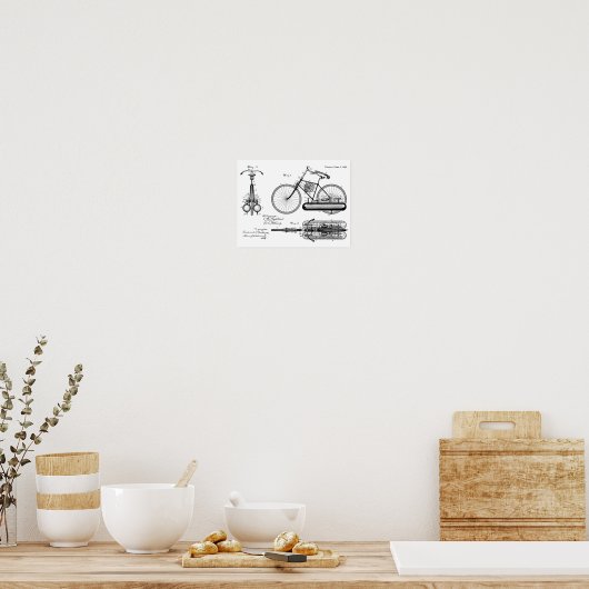 1893 Fahrraddesign Patent Art Print Poster (Küche)