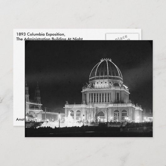 1893 Kolumbien-Exposition, Gebäude für Verwaltung Postkarte (Vorne/Hinten)