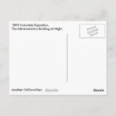 1893 Kolumbien-Exposition, Gebäude für Verwaltung Postkarte (Rückseite)