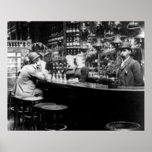1893 London, englisches Bar-Pub Vintage-Fotografie Poster
