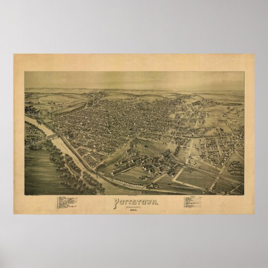 1893 Panoramakarte Pottstown PA Pennsylvania Poster (Vorne)