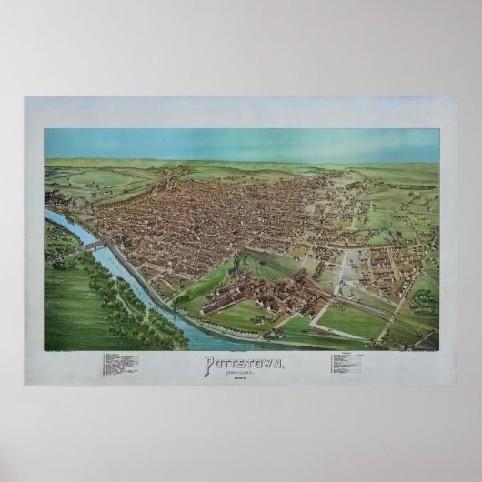 1893 Panoramakarte Pottstown PA Pennsylvania Poster (Vorne)