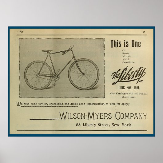 1893 Vintages Bicycle Magazine und Art Poster (Vorne)