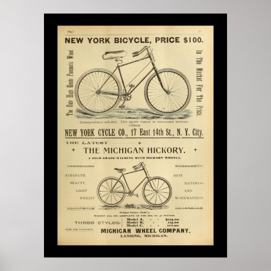 1893 Vintages Bicycle Magazine und Art Poster (Vorne)
