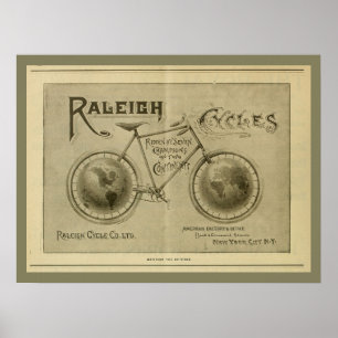 1893 Vintages Raleigh Bicycle Magazine und Poster