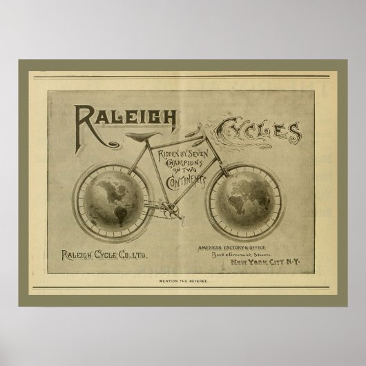 1893 Vintages Raleigh Bicycle Magazine und Poster (Vorne)