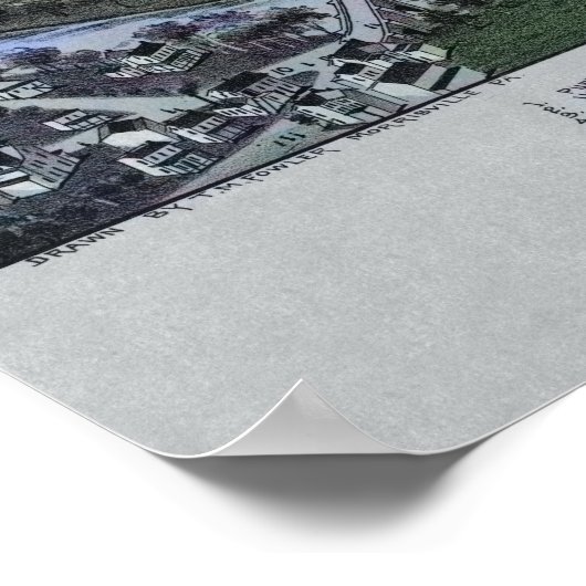 1894 Aerial Map Collegeville PA Pennsylvania Poste Poster (Ecke)