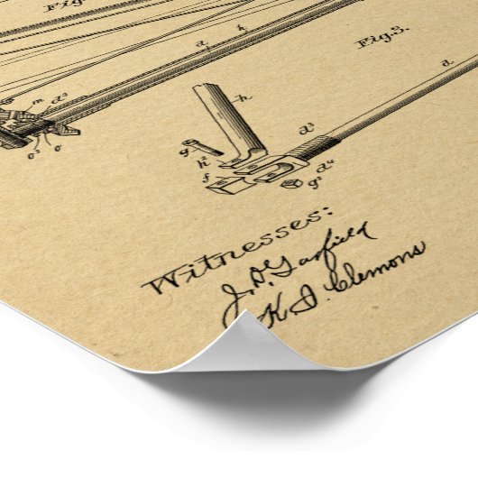 1894 Chainless Bicycle Design Patent Art Print Poster (Ecke)