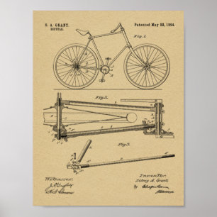 1894 Chainless Bicycle Design Patent Art Print Poster