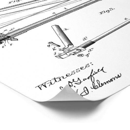 1894 Chainless Bicycle Design Patent Art Print Poster (Ecke)