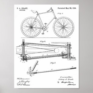 1894 Chainless Bicycle Design Patent Art Print Poster