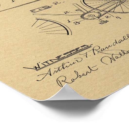 1894 Elliptical Gear Bicycle Design Patent Print Poster (Ecke)